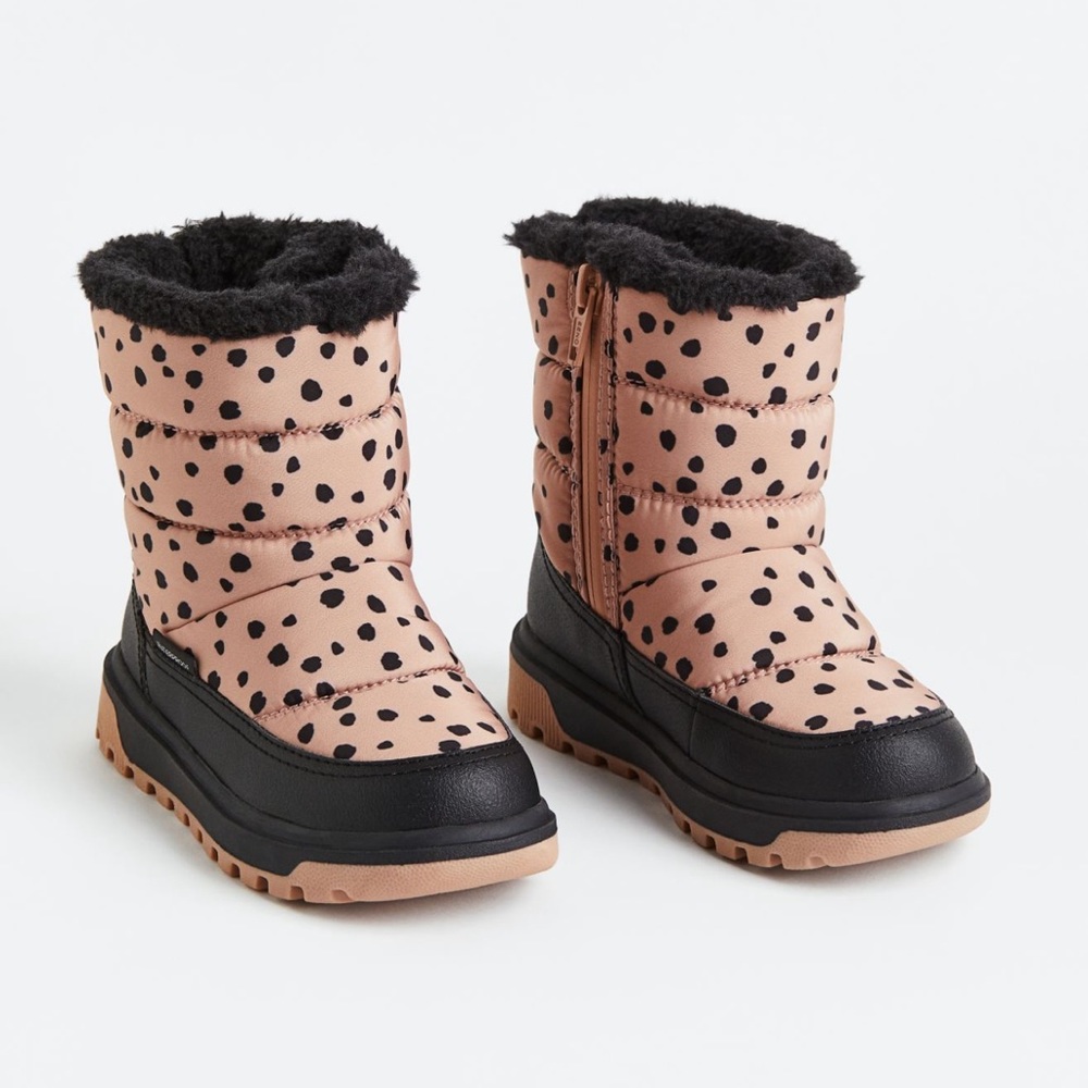 H&M Pink and Black Spotted Winter Boots